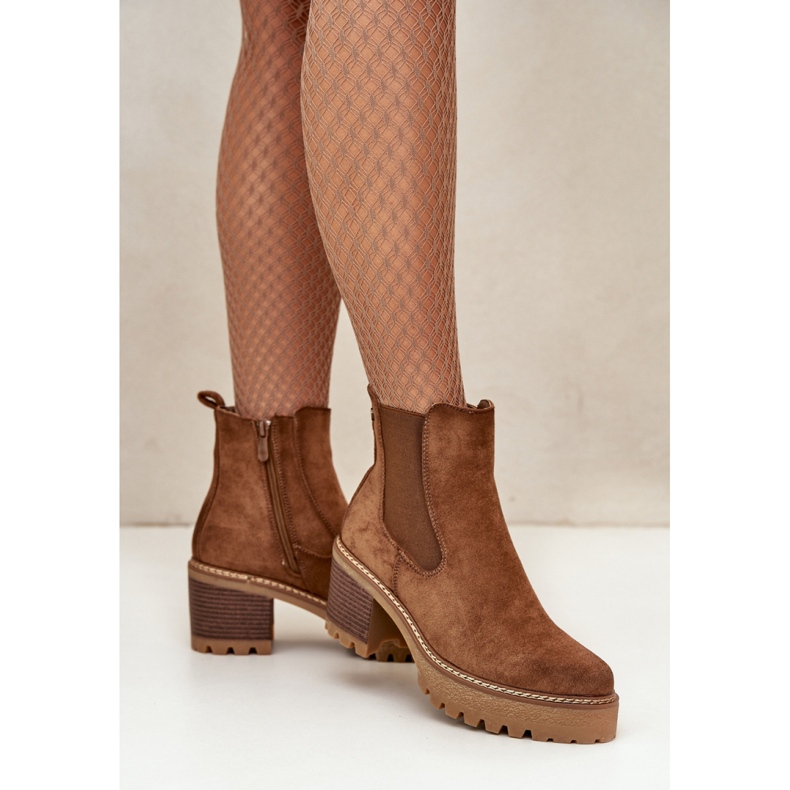 Botines tacón mujer ante marrón 1 Botines tacón mujer ante marrón 1