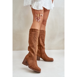 Botas altas de mujer de ante marrón 1