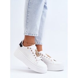 Zapatillas Deportivas de Mujer con Adorno Dorado LA279P, blanco 1
