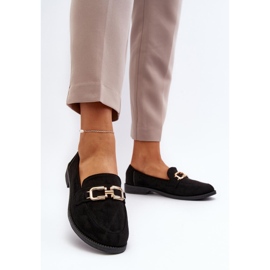 Mocasines de mujer con adornos dorados 8336-79 negro 2