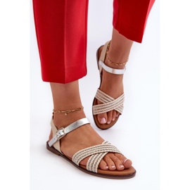 S.Barski MY923 sandalias beige con tiras decorativas 2