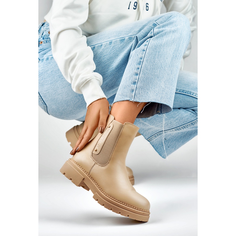 Botas Chelsea de mujer 250004TA-PU beige 1