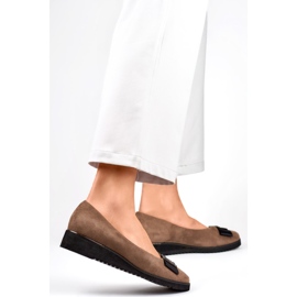 Zapatos de Salón de Mujer con Lazo GD-FL766T Taupe marrón 1 Zapatos de Salón de Mujer con Lazo GD-FL766T Taupe marrón 1