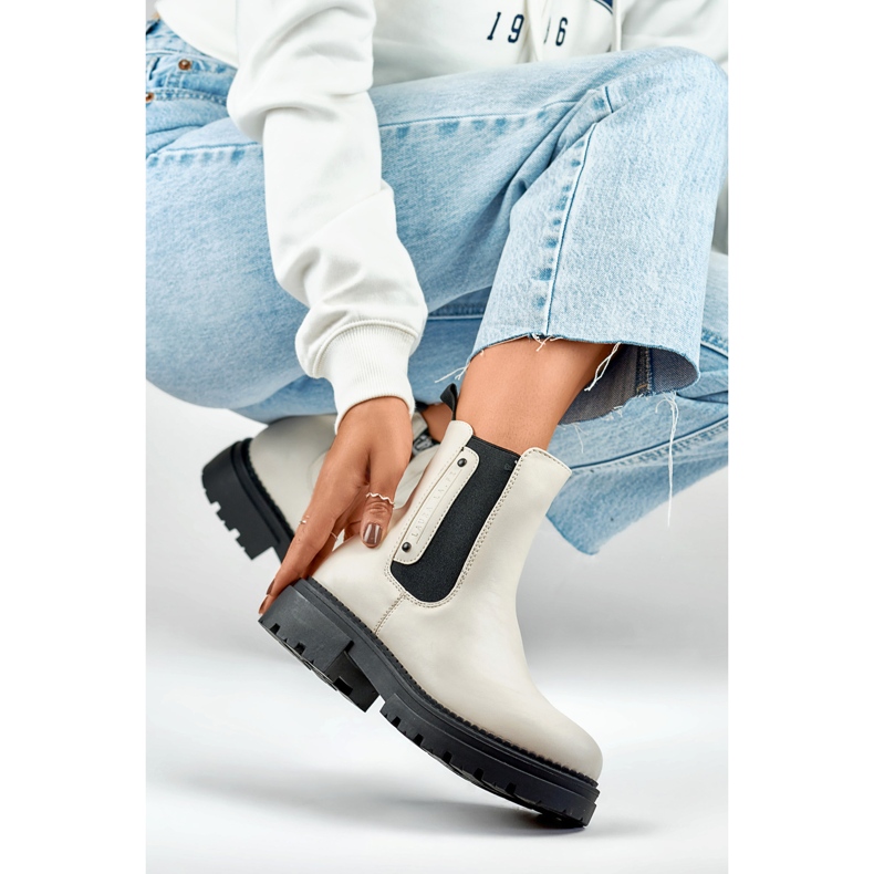 Botas Chelsea Modelo 250004BE-PU Beige Claro - PRIMO 1