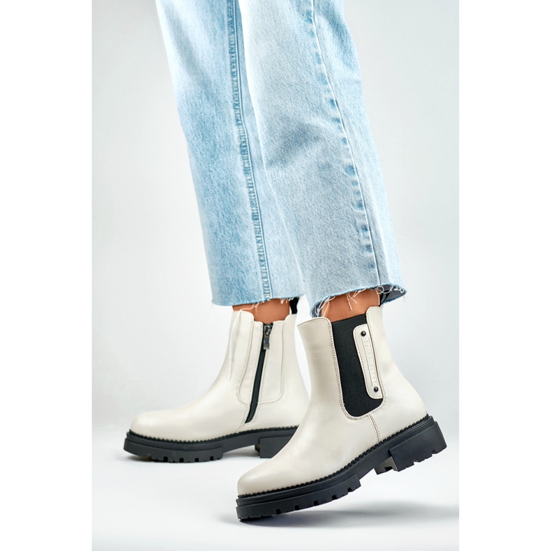 Botas Chelsea Modelo 250004BE-PU Beige Claro - PRIMO 2