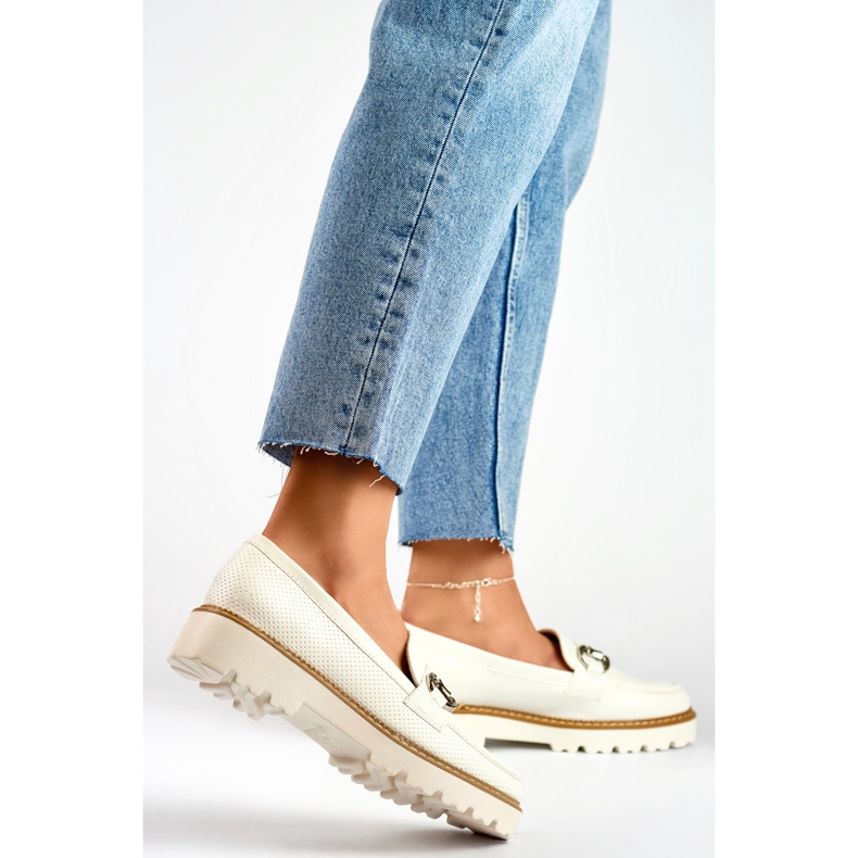 Zapatos de mujer con decoración GQ97W, ​​blanco 1
