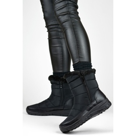 Botas de nieve con aislamiento de piel para mujer 22T10B, negro 1
