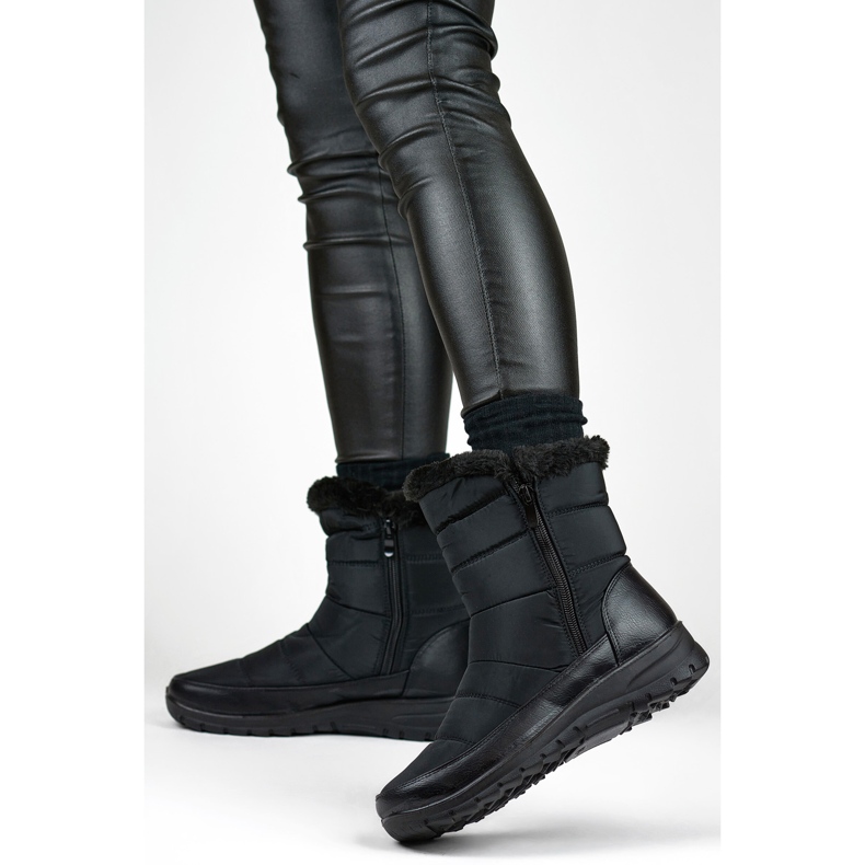 Botas de nieve con aislamiento de piel para mujer 22T10B, negro 1 Botas de nieve con aislamiento de piel para mujer 22T10B, negro 1