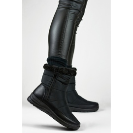 Botas de nieve con aislamiento de piel para mujer 22T10B, negro 3