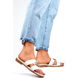 Chanclas de Mujer Decoradas con Corazón KK-731W blanco 1 Chanclas de Mujer Decoradas con Corazón KK-731W blanco 1