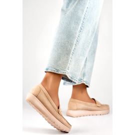 Mocasines de mujer 24-21338BE beige 1