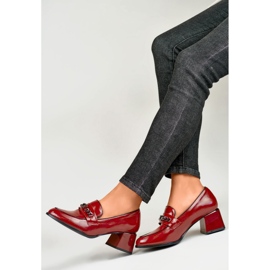 Zapatos lacados con cadena GD-FL470BUR, burdeos rojo 1 Zapatos lacados con cadena GD-FL470BUR, burdeos rojo 1