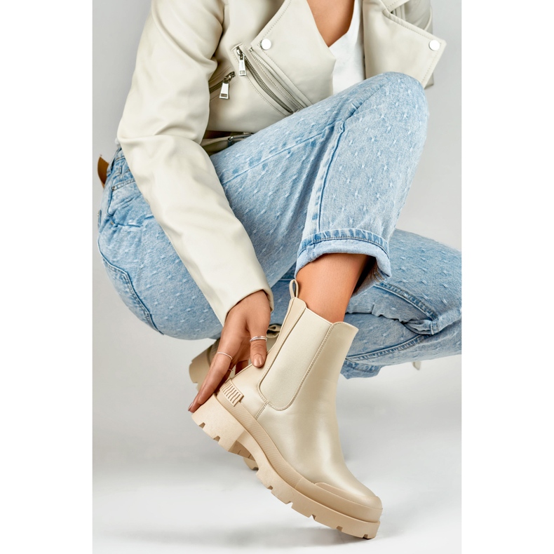 Botas Chelsea Modelo DES909BE Beige - PRIMO 1