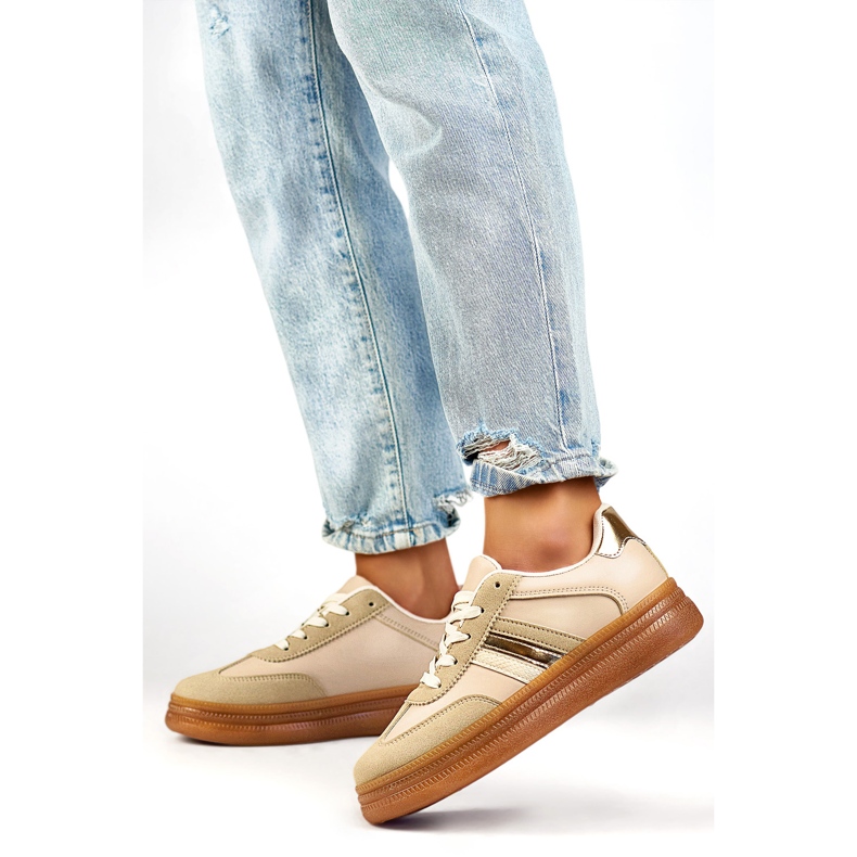 Zapatillas deportivas de mujer A185BE, beige 1