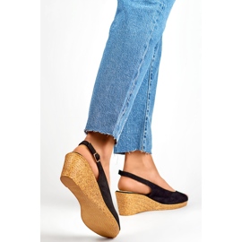 Sandalias de cuña para mujer GD-FL653B, negro 1