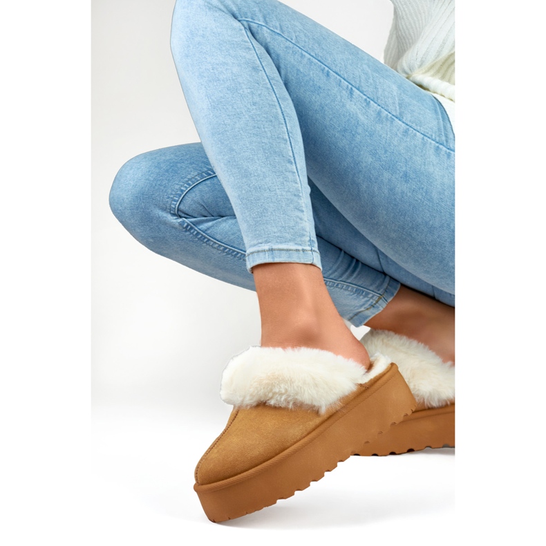 Pantuflas de Mujer con Pelo 81366-2-C camel marrón 2