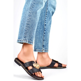 Chanclas de mujer con Corazón KK-731B, negro 1 Chanclas de mujer con Corazón KK-731B, negro 1