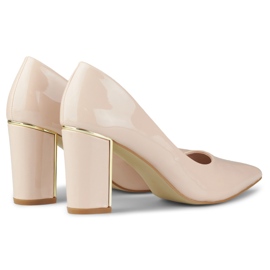 Zapatos de salón de charol para mujer GD-DO112B-BE, beige 2
