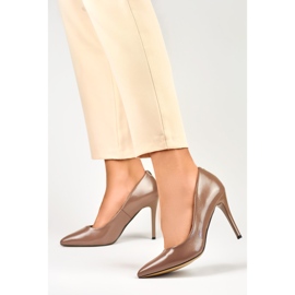 Tacones Altos Mujer Lacados GD-FL59TA, marrón y beige 1