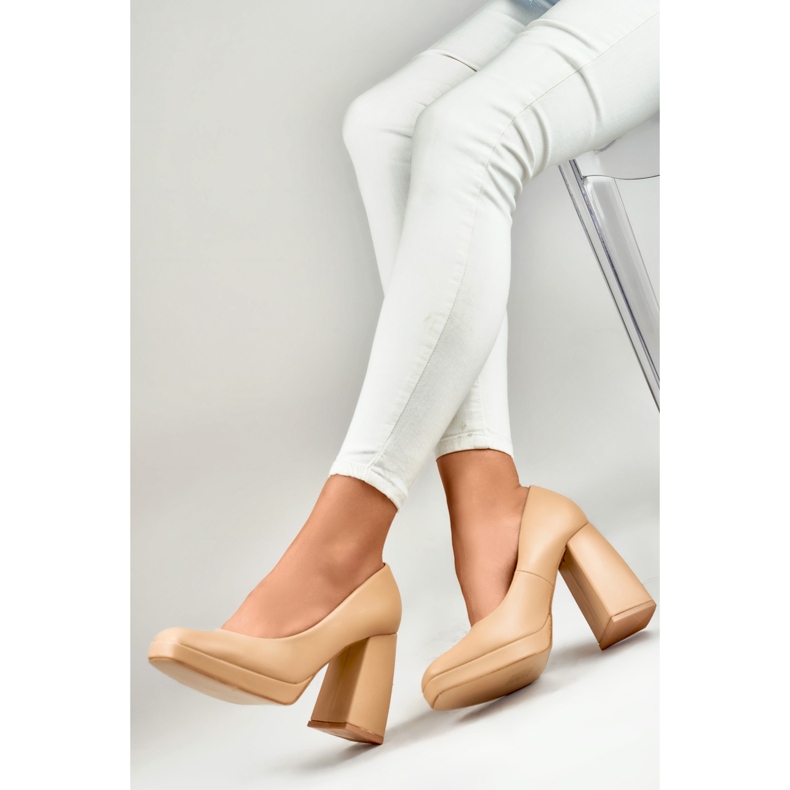 Zapatos de tacón para mujer M045-NU, beige 1