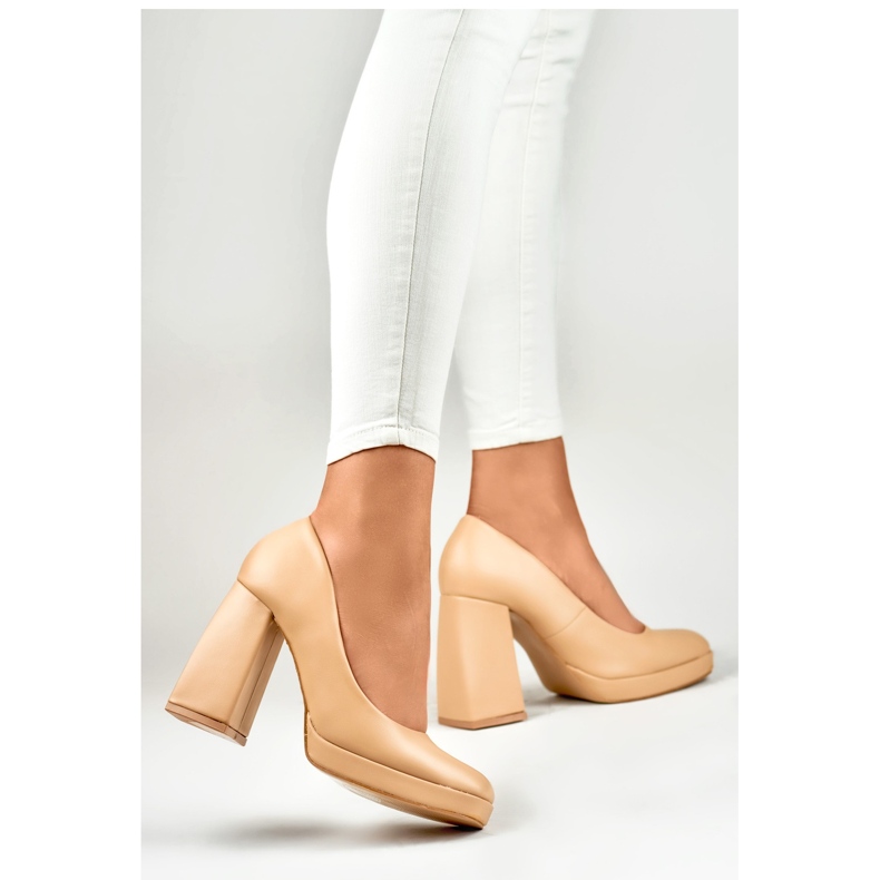 Zapatos de tacón para mujer M045-NU, beige 2