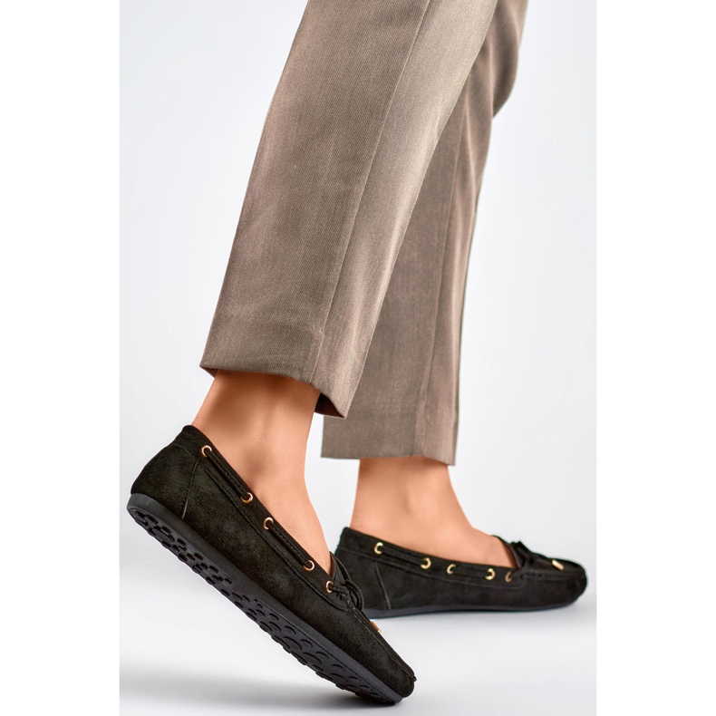 Mocasines de mujer QQ5B con lazo negro 1