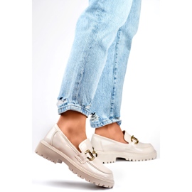 Mocasines de mujer con decoración dorada OH31-2LT/BE beige 1