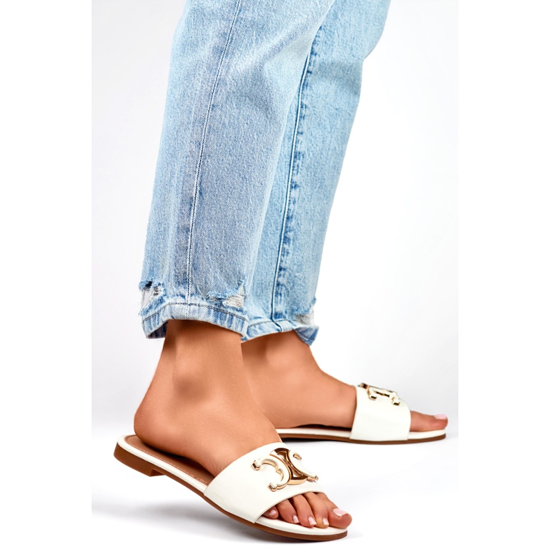 Chanclas de mujer 5174W con decoración blanco 1