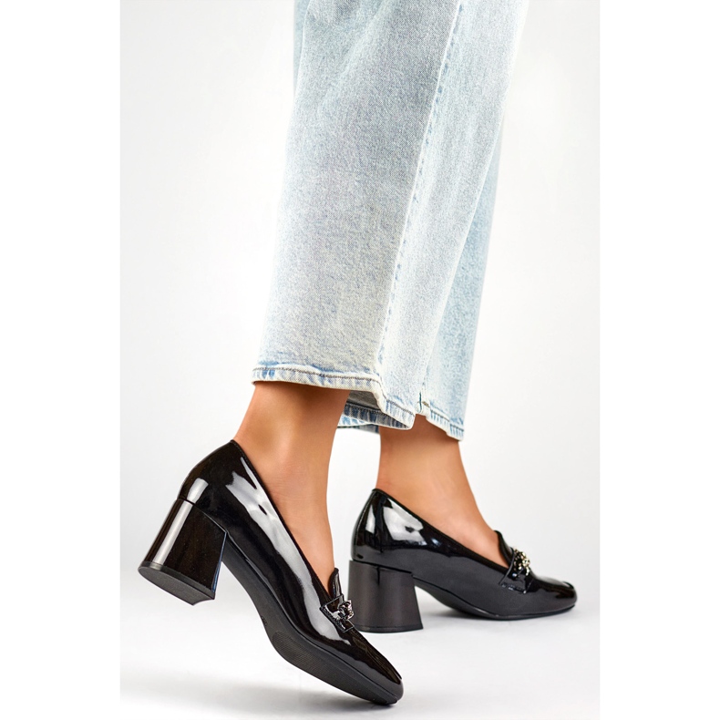 Zapatos de tacón de charol para mujer 24-58242B negro 1