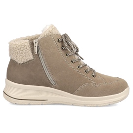 Botines de mujer impermeables piel beige Rieker L7701-24 15