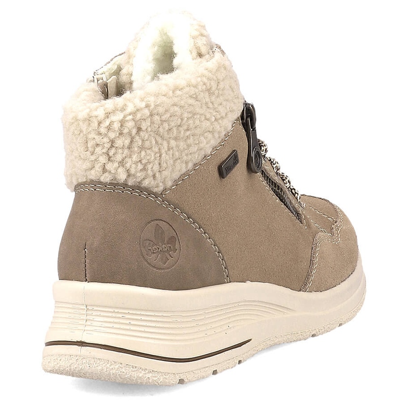 Botines de mujer impermeables piel beige Rieker L7701-24 1