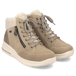 Botines de mujer impermeables piel beige Rieker L7701-24 3