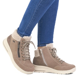 Botines de mujer impermeables piel beige Rieker L7701-24 4
