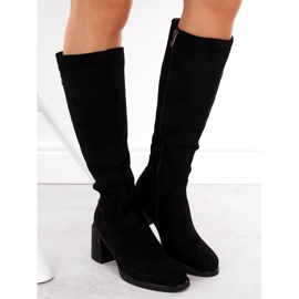 Botas de tacón para mujer en ante, negro, Potocki 60314 4