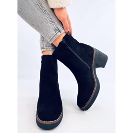 Botines Filly Black con tacón estable negro 6