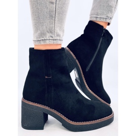 Botines Filly Black con tacón estable negro 4
