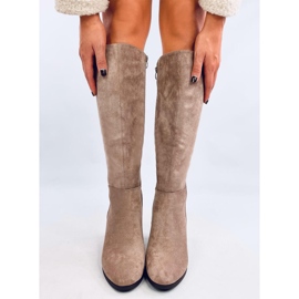 Botas clásicas de tacón Arlena Taupe beige 6