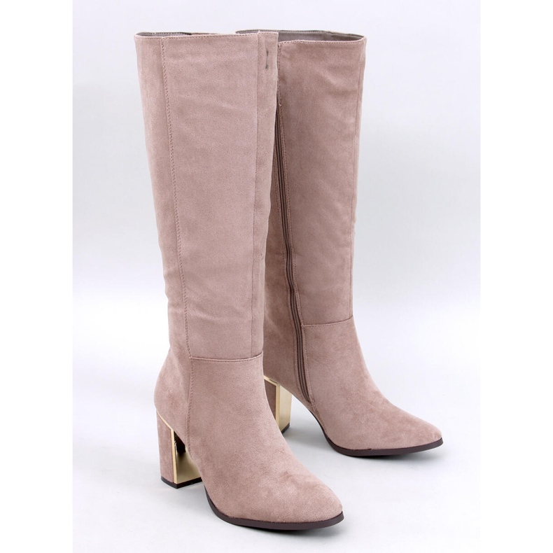 Botas clásicas de tacón Arlena Taupe beige 1
