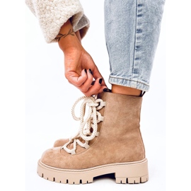 Botines con cordones Smiless Khaki y cordones gruesos beige 4