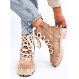 Botines con cordones Smiless Khaki y cordones gruesos beige 6