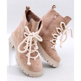 Botines con cordones Smiless Khaki y cordones gruesos beige 1 Botines con cordones Smiless Khaki y cordones gruesos beige 1