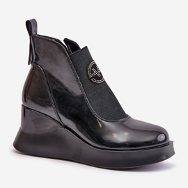 Botas Cuña Charol, Aislante Vinceza 66703 Negro 4