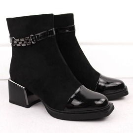 Botines D&amp;A S.Barski con tacón decorativo Colección Premium W MR880-018 OLI269A negro 2