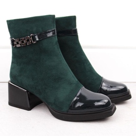 Botines D&amp;A S.Barski con tacón decorativo Colección Premium W MR880-018 OLI269B verde 2