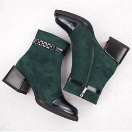 Botines D&amp;A S.Barski con tacón decorativo Colección Premium W MR880-018 OLI269B verde 3