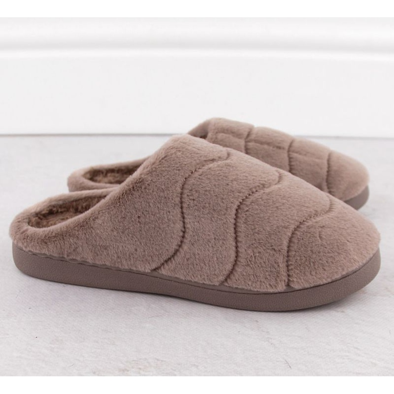 Zapatillas de estar por casa Unisoft W 6622 EVE466A de piel marrón, beige/crema 2