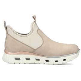 Zapatos slip-on beige cómodos y altos para mujer Rieker M6053-62 16