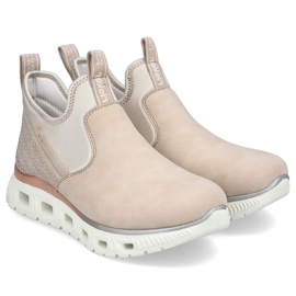 Zapatos slip-on beige cómodos y altos para mujer Rieker M6053-62 6