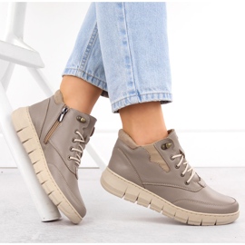 Botas capuchino de piel para mujer con plataforma Helios 561 beige 5
