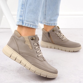 Botas capuchino de piel para mujer con plataforma Helios 561 beige 6